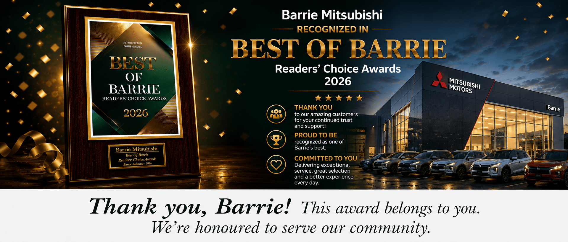 Barrie Mitsubishi Recognized in Best of Barrie 2026 – Readers' Choice Awards Barrie Mitsubishi Recognized in Best of Barrie 2026 – Readers' Choice Awards