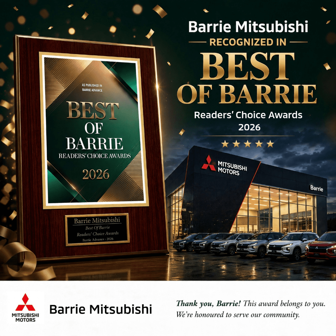 Barrie Mitsubishi Recognized in Best of Barrie 2026 – Readers' Choice Awards.. Barrie Mitsubishi Recognized in Best of Barrie 2026 – Readers' Choice Awards.